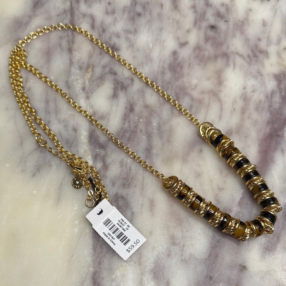 Talbots Gold-Tone Necklace with Amber Bead Accents - Picture 5 of 6